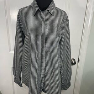 Chico's Design Black and White Striped Casual Shirt Size 1 Chicos sizing CB-100